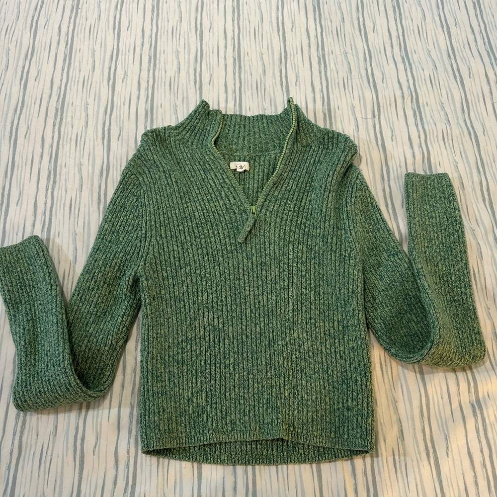 Aerie Cropped Forest Green Cowl Neck Sweater